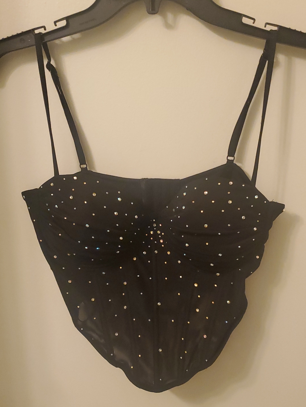 Windsor Black Rhinestone Beaded Bustier Corset Style Top
